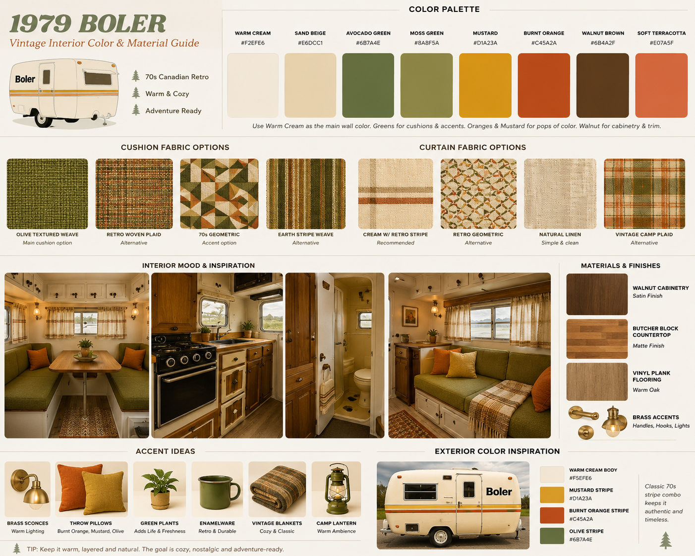 1979 Boler vintage interior color and material guide