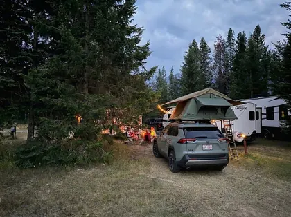 Toyota RAV4 rooftop tent campsite view